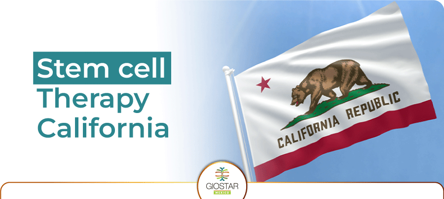 Flag of California and text Stem Cell Therapy California