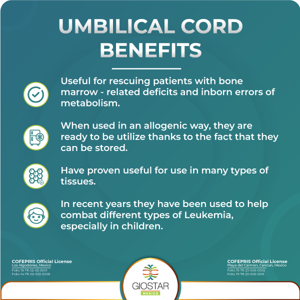 Text that explains benefits of umbilical cord stem cell therapy