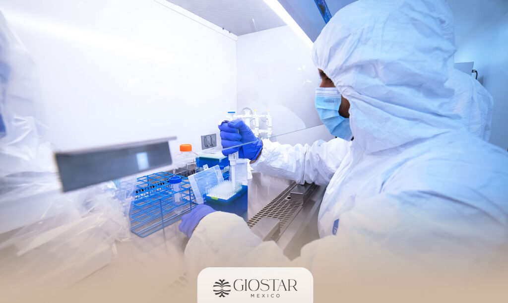 Scientists conducting research related to stem cell therapy for autism in a regenerative medicine laboratory